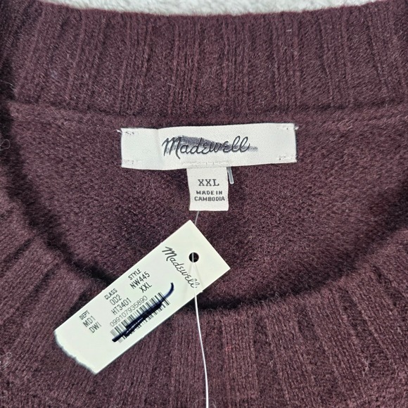 Madewell Mens XXL Burgundy 100% Heritage Merino Wool Crewneck Sweater - Picture 3 of 11